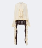 Xu Zhi Ruffled lace-trimmed chiffon blouse