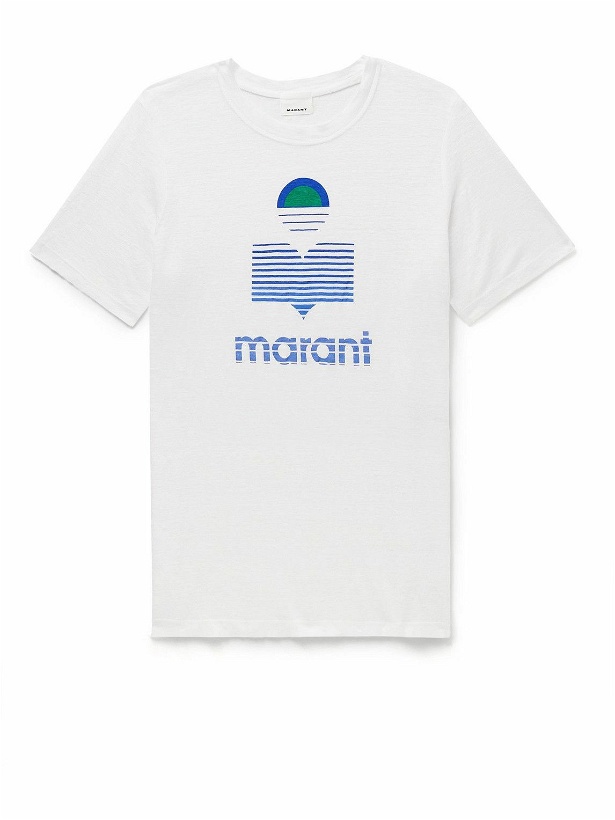 Photo: Marant - Karman Logo-Print Linen-Jersey T-Shirt - White