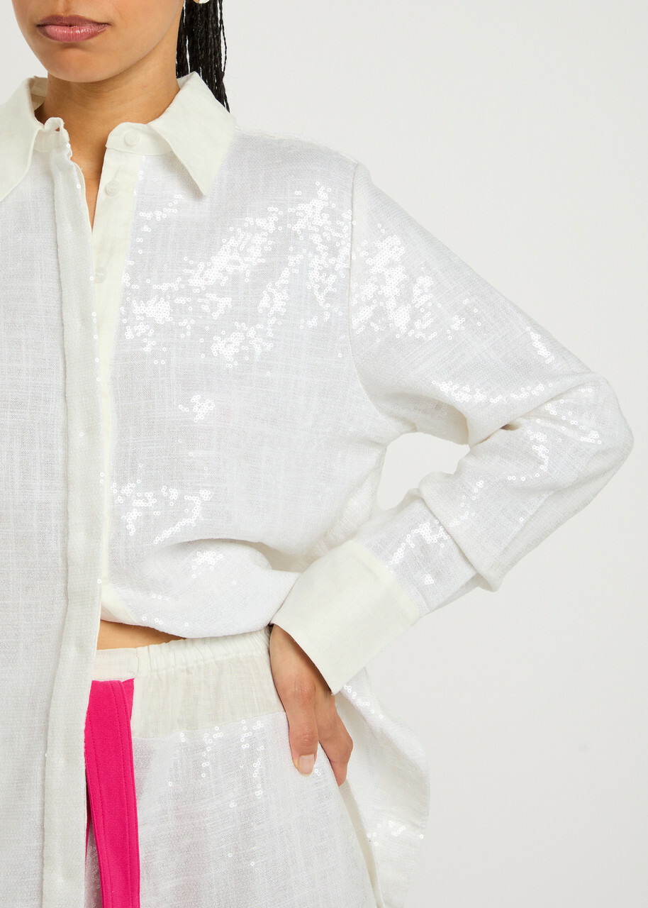 16 Arlington Marley Sequined Shirt White