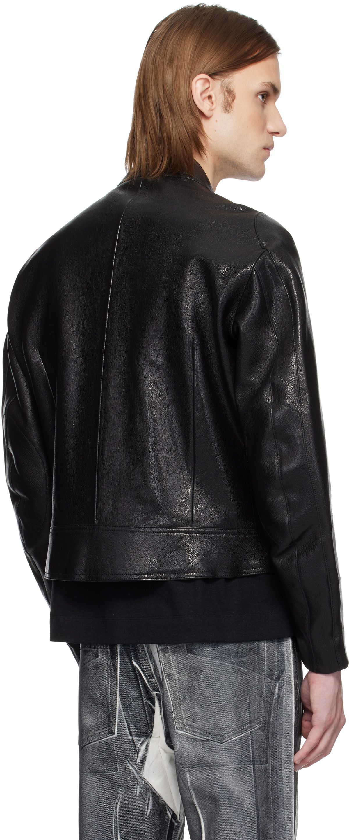 Karmuel Young Black 2-Way Pocket Biker Leather Jacket