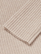 Allude - Ribbed Virgin Wool and Cashmere-Blend Polo Sweater - Neutrals