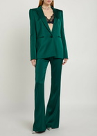 Galvan Sculpted Flared-leg Satin Trousers Green