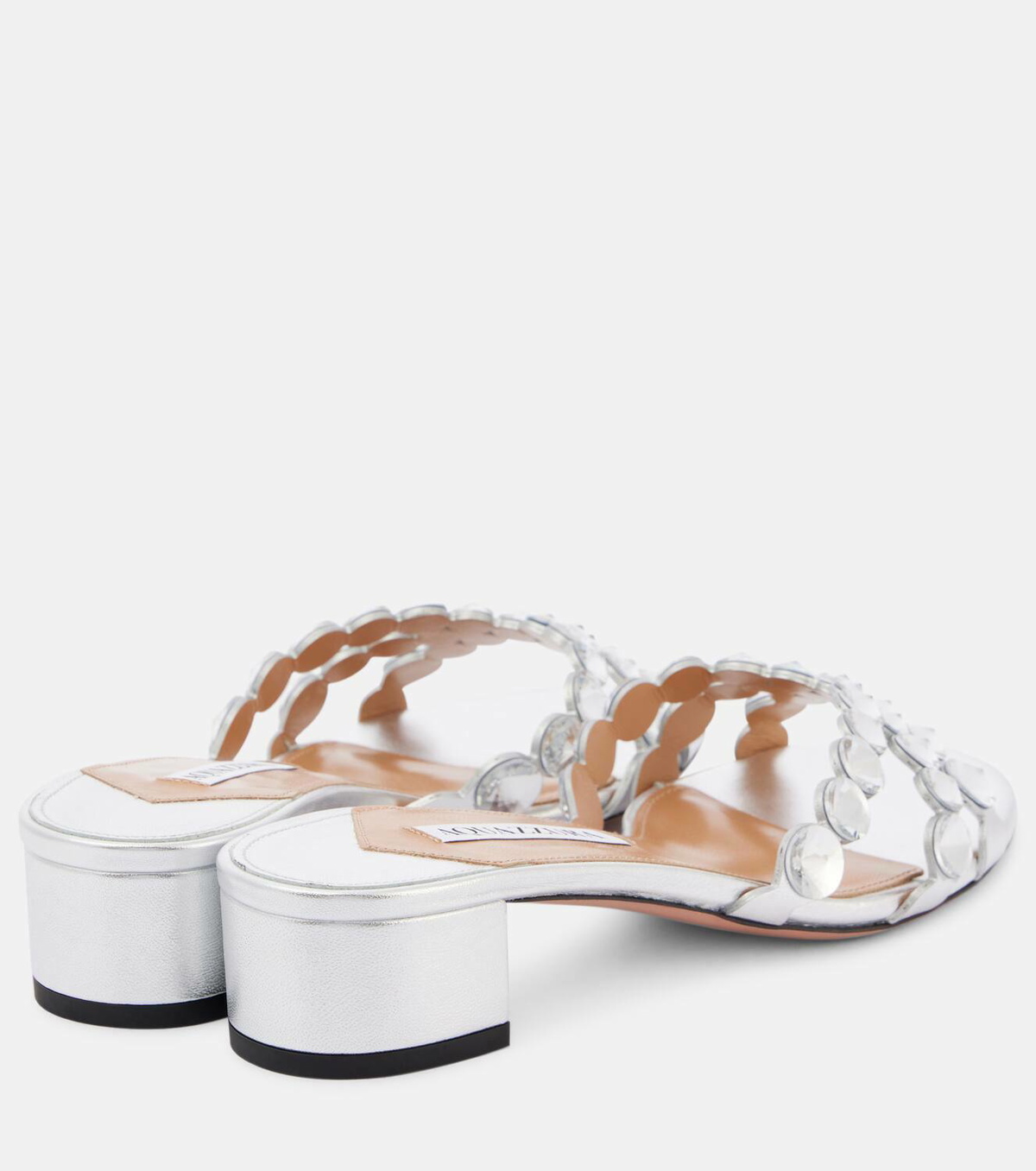 Aquazzura Crystal Mirage embellished leather mules Aquazzura