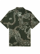 Desmond & Dempsey - Cuban Camp-Collar Printed Cotton Pyjama Shirt - Green