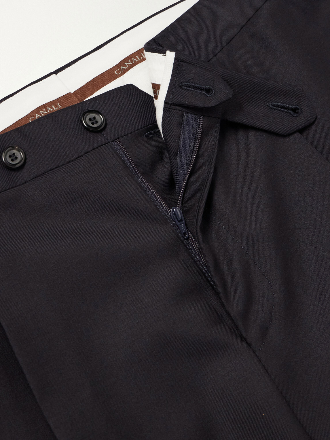 Canali - Tapered Pleated Wool-Twill Trousers - Blue