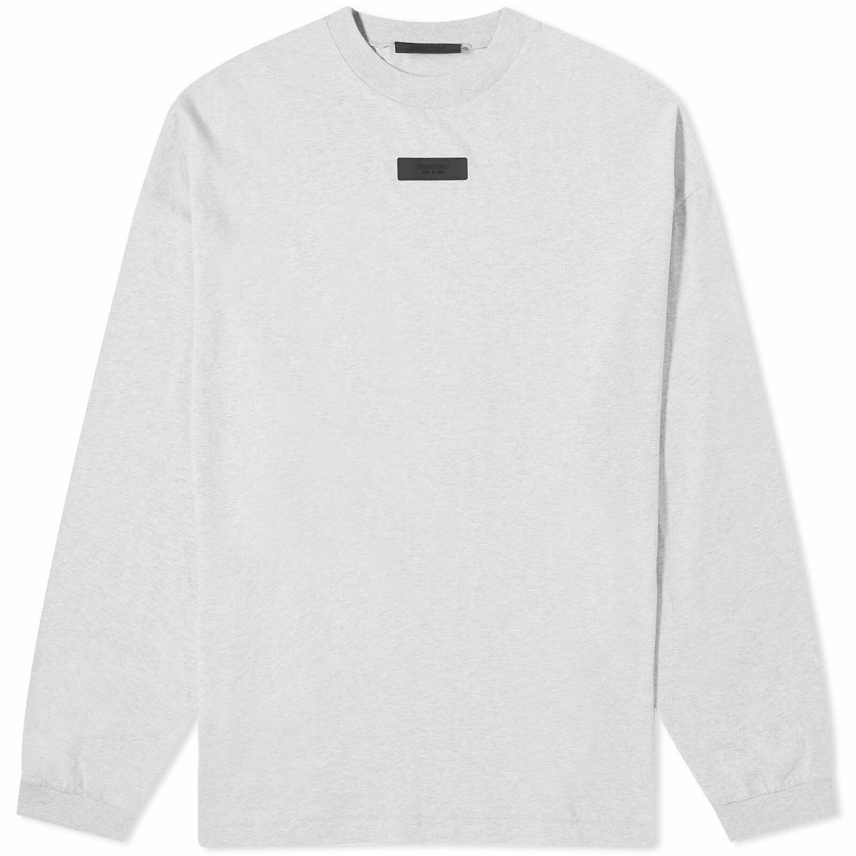 Photo: Fear of God ESSENTIALS Men's Long Sleeve Spring Tab T-Shirt in Light Heather Grey
