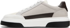 Ferragamo Gray & Off-White Low Cut Gancini Outline Sneakers