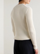 Ralph Lauren Purple label - Slim-Fit Ribbed Mulberry Silk and Linen-Blend Sweater - White