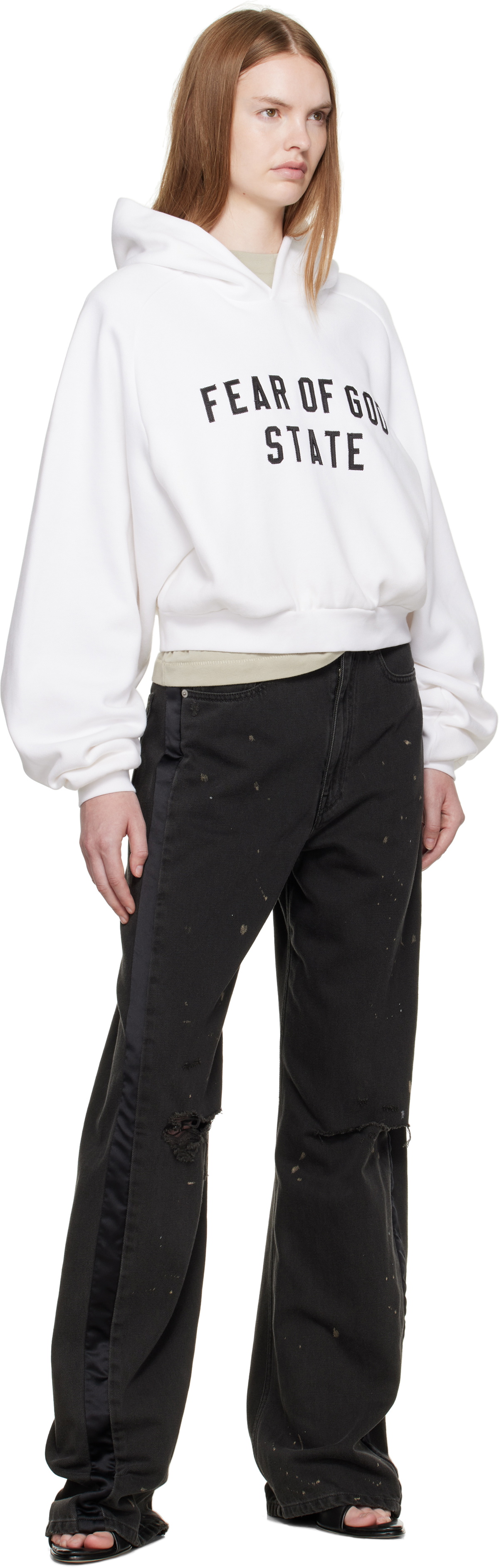 Fear of God ESSENTIALS White Fleece Raglan Hoodie