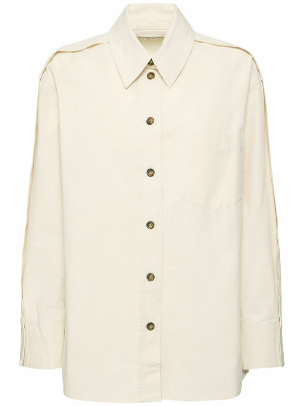 Photo: VICTORIA BECKHAM - Pleat Detail Oversize Cotton Denim Shirt