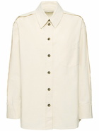 VICTORIA BECKHAM - Pleat Detail Oversize Cotton Denim Shirt