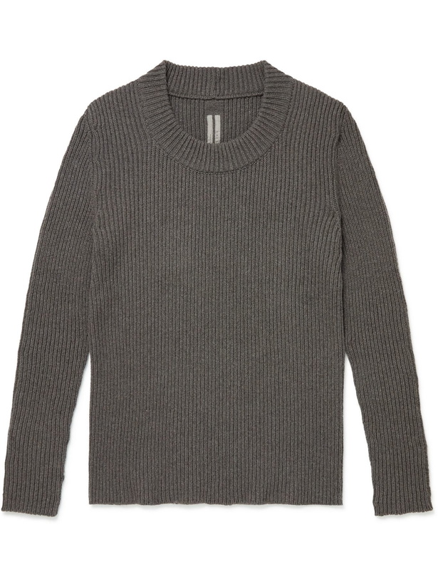 Photo: Rick Owens - Ribbed Recycled Cashmere and Wool-Blend Sweater - Brown