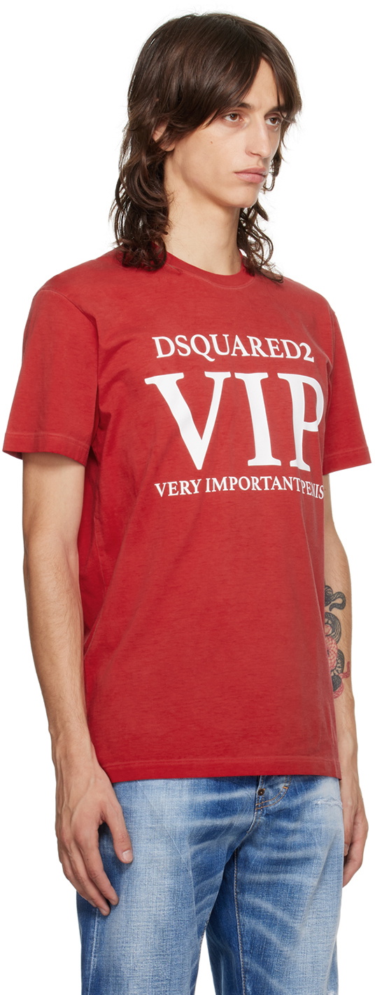 Dsquared2 Red 'VIP' Cool Fit T-Shirt Dsquared2 Dsquared2 Red 'VIP' Cool Fit T-Shirt Dsquared2