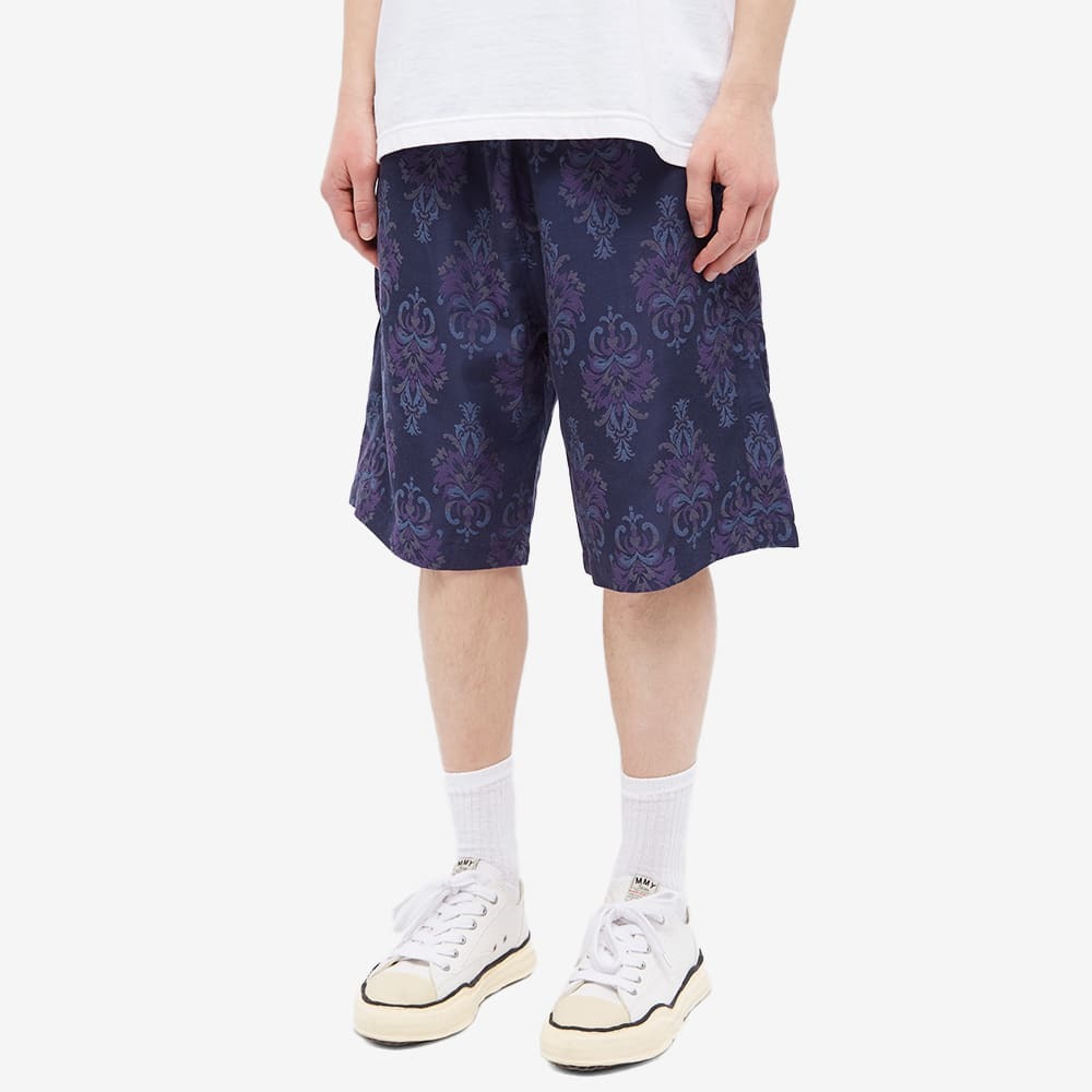 Needles Men's Ornament Jacquard Basketball Short in Navy Needles