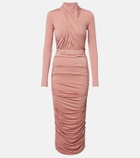 Balmain Ruched jersey midi dress