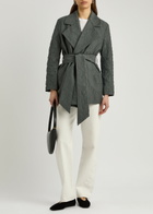 Harris Wharf London Belted Crinkled Cotton-blend Jacket Dark Grey