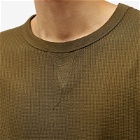 Sunspel Men's Long Sleeve Waffle T-Shirt in Dark Olive