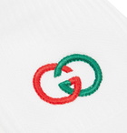 Gucci - Logo-Embroidered Ribbed Stretch Cotton-Blend Socks - White