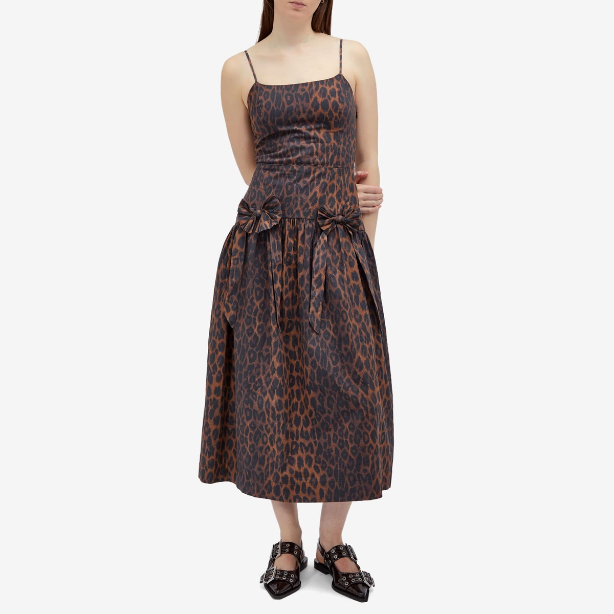 fruit print midi dress Lovelo Kelly Green Fruit Print Tie Strap Midi Dress
