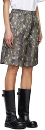 GANNI Gray Printed Flyweight Nylon Boy Shorts