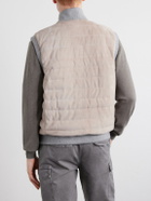 Brunello Cucinelli - Padded Cashmere-Trimmed Quilted Suede Gilet - Brown