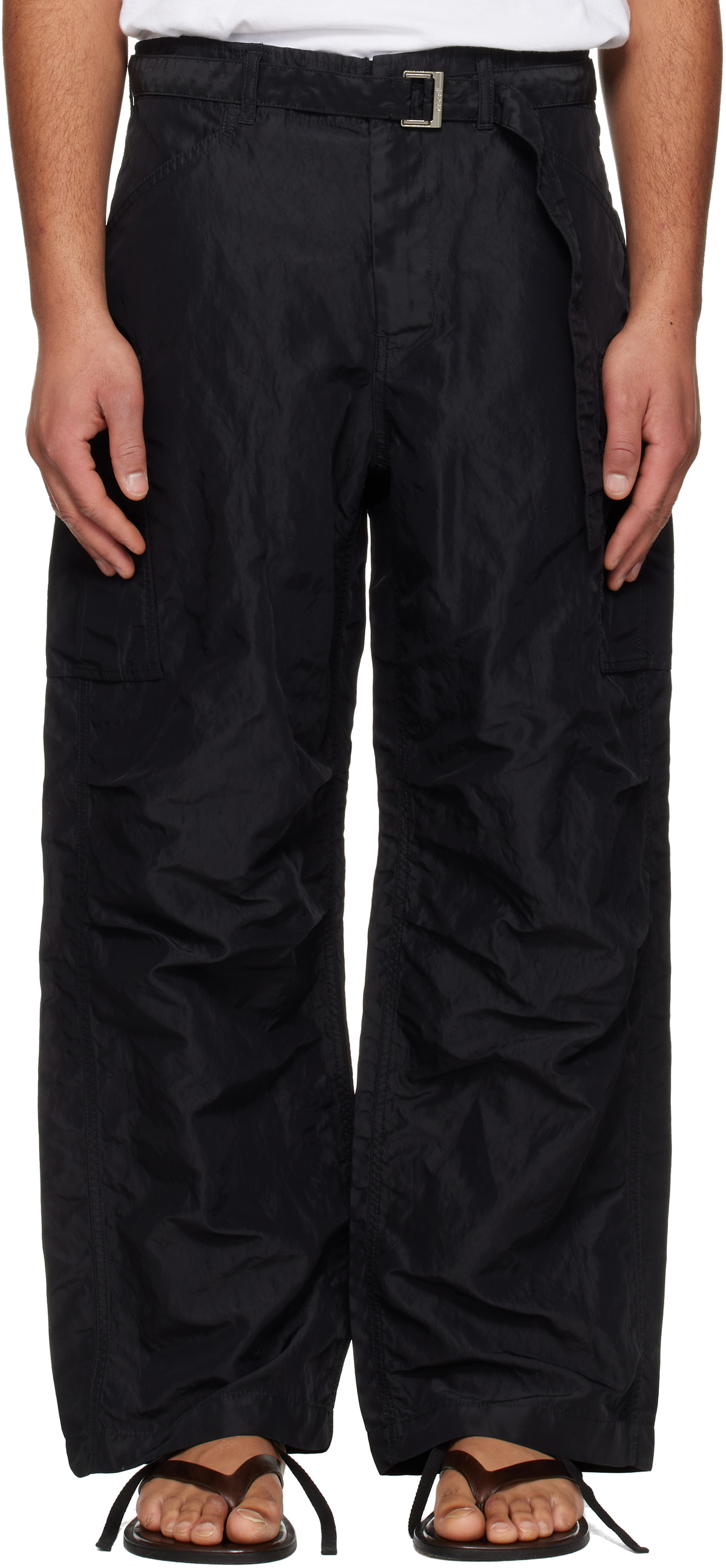sacai Khaki Treated Nylon Twill Cargo Pants Sacai