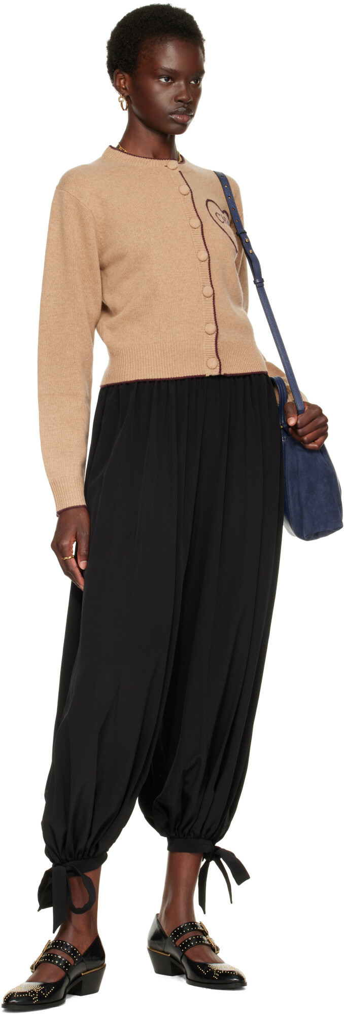 Chloé Beige Fitted Logo Cardigan