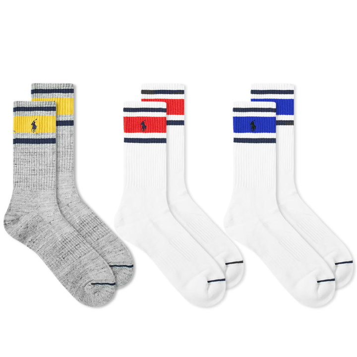 Photo: Polo Ralph Lauren Multi Stripe Crew Sock - 3 Pack