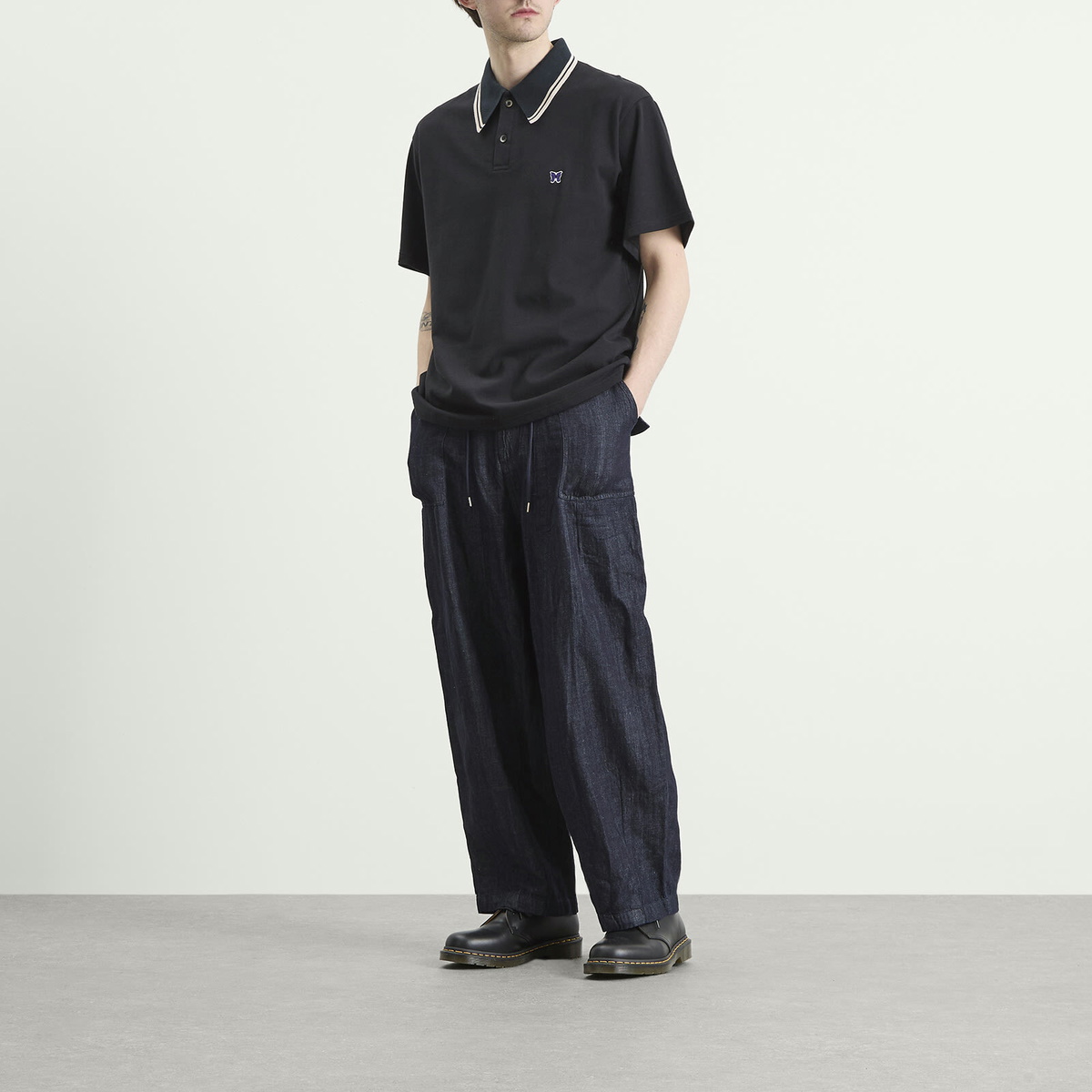 Needles Men's Pique Polo in Black