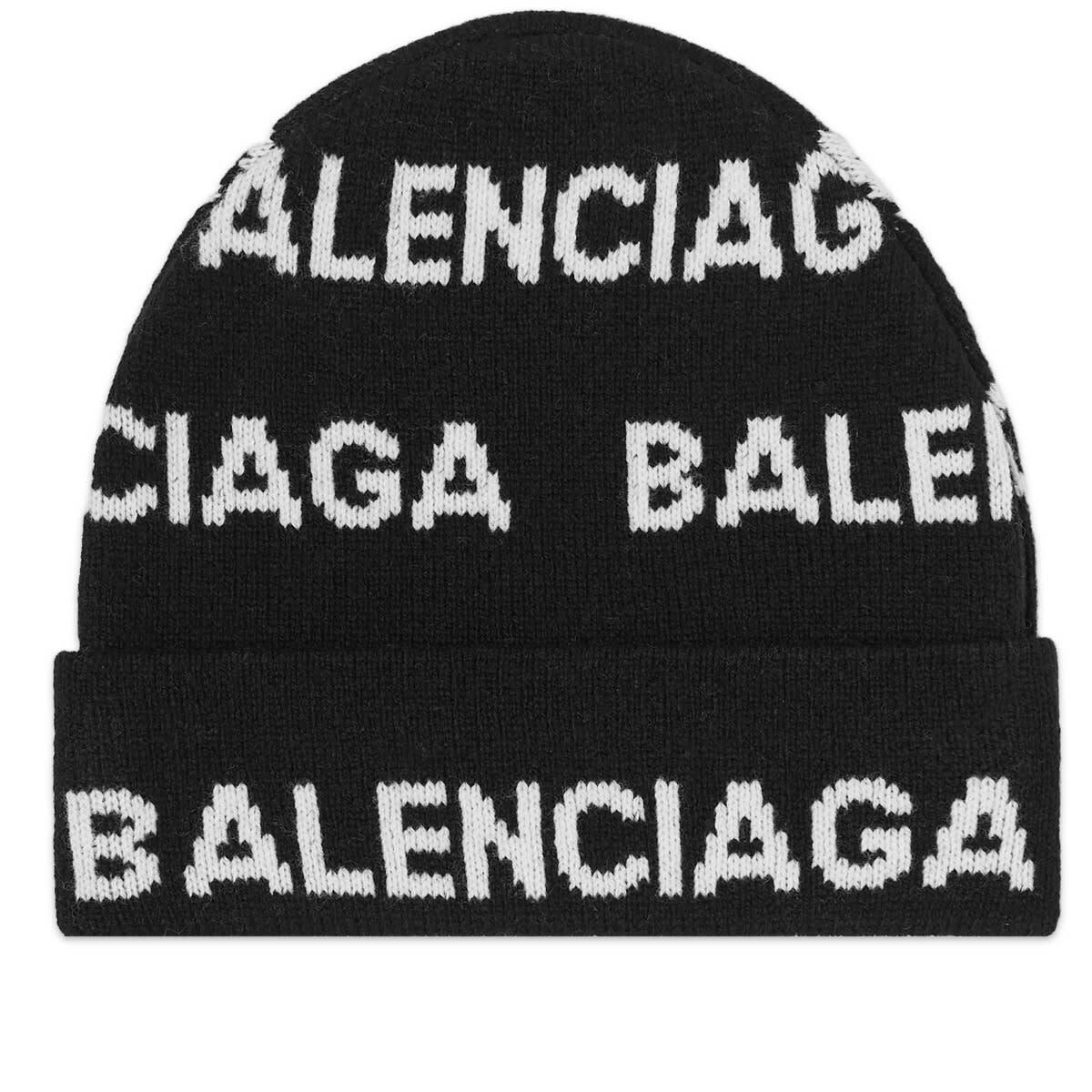 Photo: Balenciaga Men's Logo Beanie in Black/White