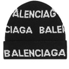Balenciaga Men's Logo Beanie in Black/White