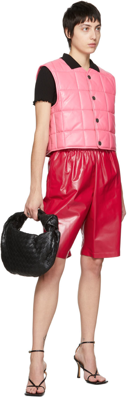 Bottega Veneta Pink Leather Shiny Shorts Bottega Veneta
