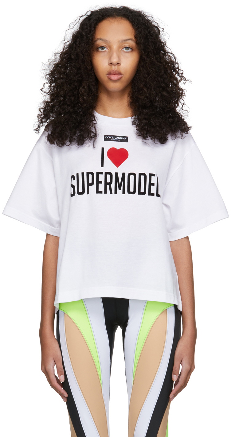 Dolce & Gabbana White 'I Love Supermodel' T-Shirt Dolce & Gabbana