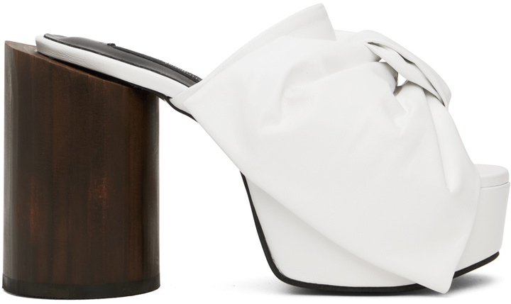 Photo: Pushbutton White Ribbon Platform Heels