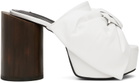 Pushbutton White Ribbon Platform Heels