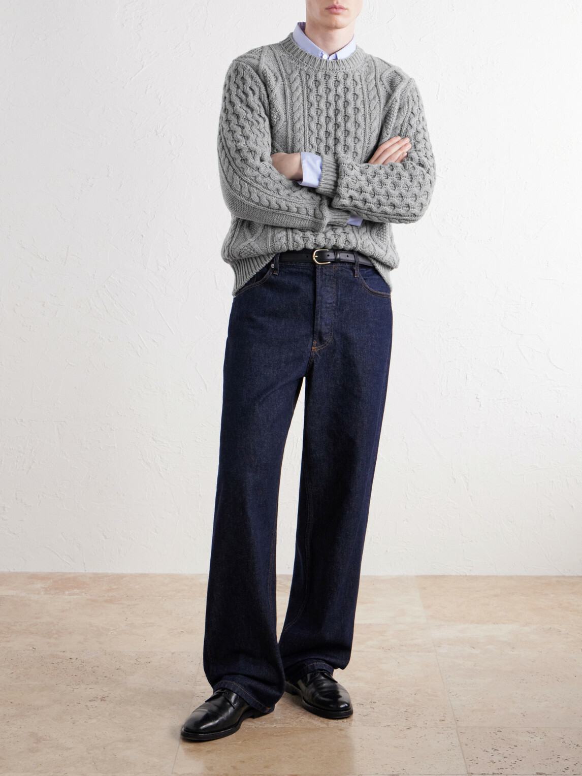 Anderson & Sheppard - Aran Cable-Knit Wool and Cashmere-Blend Sweater - Gray