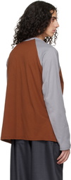 Serapis Tan & Gray W-Neck Cotton T-shirt