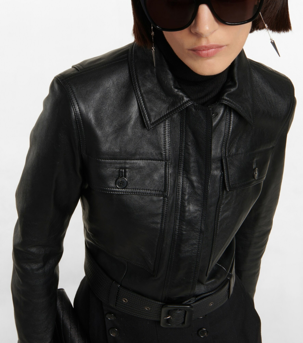 【送料&関税込】Saint Laurent Jacket Saint Laurent - Cropped leather jacket Saint Laurent