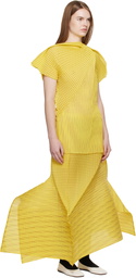 ISSEY MIYAKE Yellow Generic Stripes Machine Pleats Midi Skirt