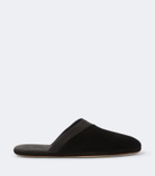 John Lobb Leather-trimmed suede slippers