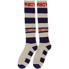 Charles Jeffrey Loverboy Navy and Off-White Loverboy Socks