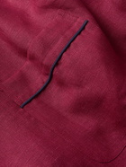 TURNBULL & ASSER - Modern Piped Linen Pyjama Set - Burgundy