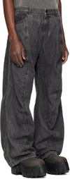Juun.J Gray Washed Denim Front Seam Jeans