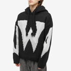 JW Anderson Men's Gothic Logo Chunky Hoody in Black/Off White