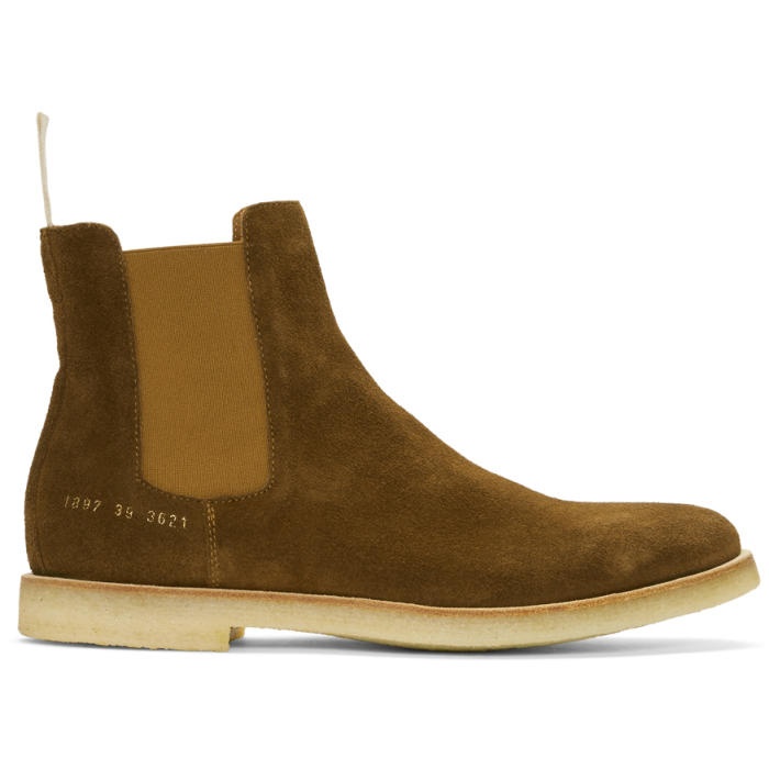Photo: Common Projects Brown Suede Chelsea Boots 