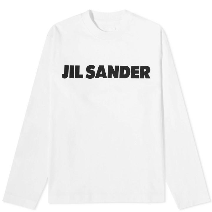 Photo: Jil Sander Front Logo Long Sleeve Top in Porcelain