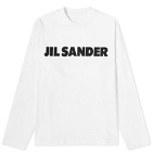Jil Sander Front Logo Long Sleeve Top in Porcelain