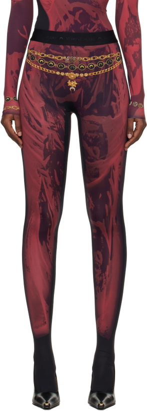 Photo: Marine Serre Red & Black Wet Nuisette Printed Jersey Leggings