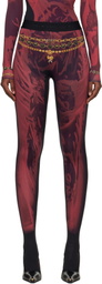 Marine Serre Red & Black Wet Nuisette Printed Jersey Leggings