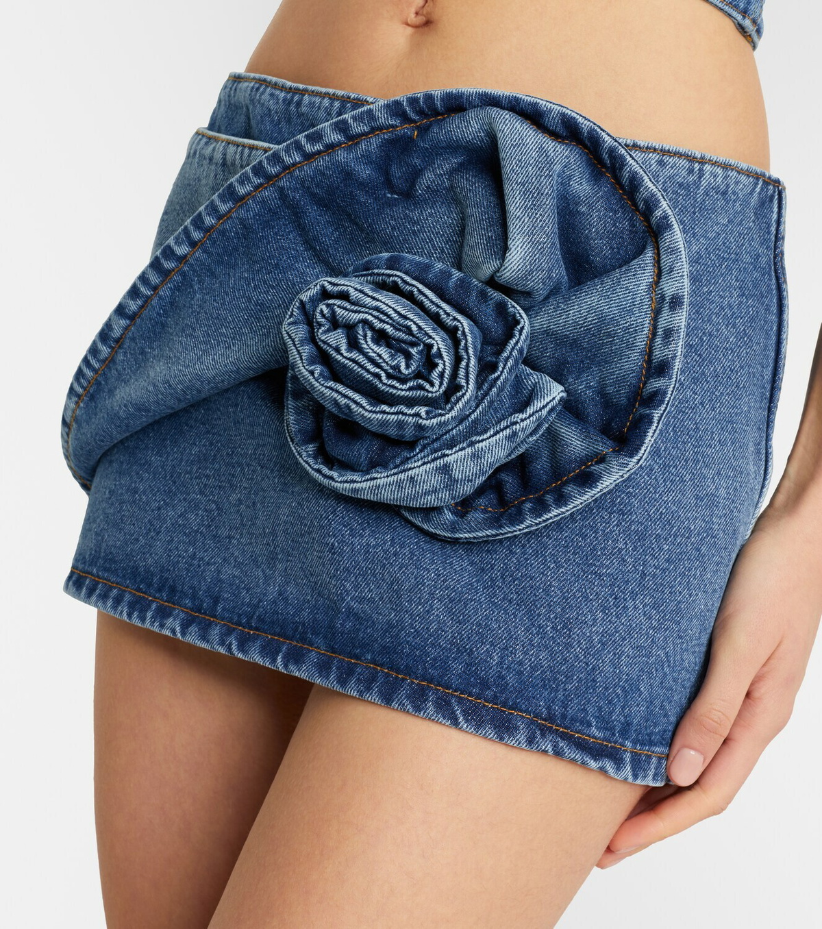 Magda Butrym Floral-appliqué denim miniskirt